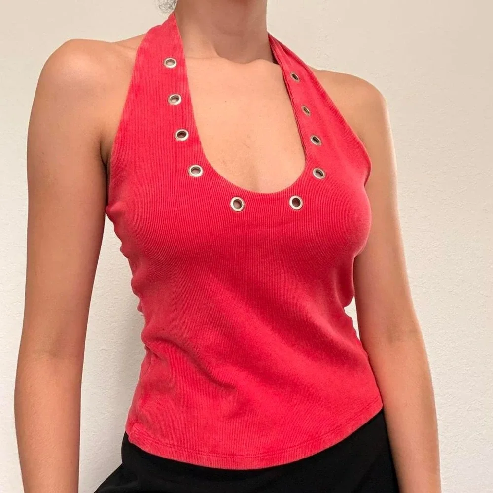 Y2K Zara Eyelet Halter Top - Picture 4 of 7